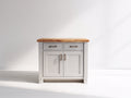 Sideboards Holz 120x40x85 cm - Hellgrau-Natur - Landhausstil mit Schubladen und Türen