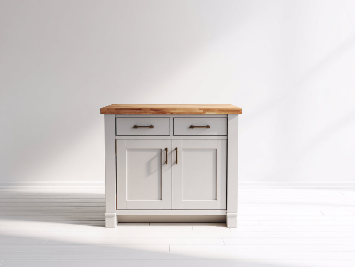 Sideboards Holz 120x40x85 cm - Hellgrau-Natur - Landhausstil mit Schubladen und Türen