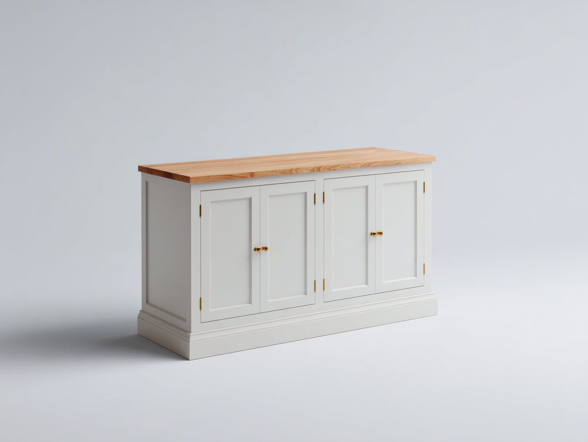 Sideboard Holz 160x45x85 cm Weiß und Natur 4 Türen Modernes Design