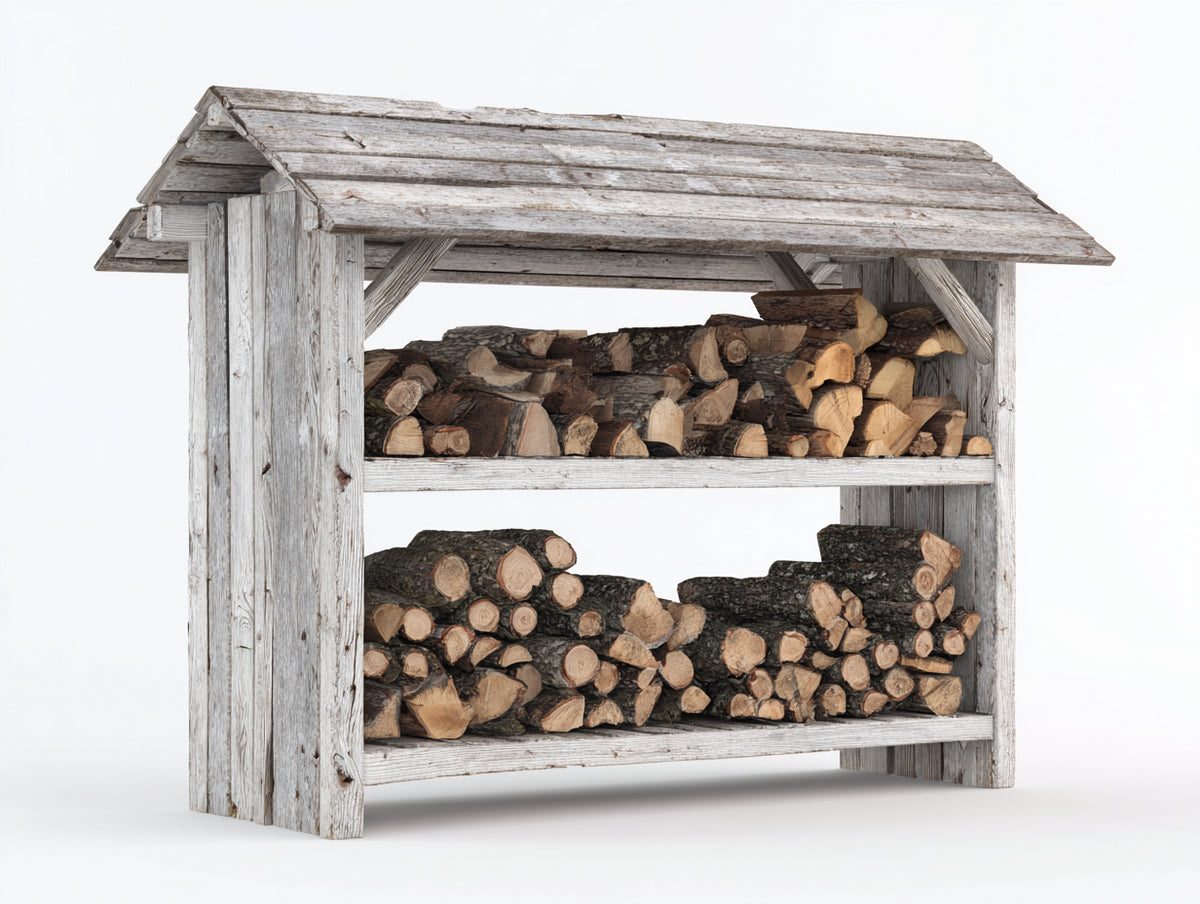 Kaminholzregal Holz 150x40x150 cm - Grau - rustikales Brennholzlager mit Dach