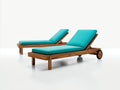 Sonnenliege 200x70x45 cm Holz Türkis Braun Verstellbare Rückenlehne Outdoor Design