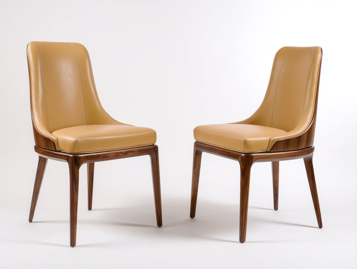 Esszimmerstühle Polsterstühle Lederoptik 58x60x82 cm - cognac und natur - modernes Design