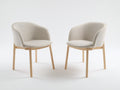 Esszimmerstühle Stoff 55x60x80 cm Beige Holzbeine Gepolstert Modernes Design