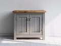 Sideboards Holz 120x40x85 cm - grau mit Holzplatte - Landhausstil und Stauraum
