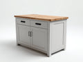 Sideboards Holzdekor 120x40x80 cm - Weiß mit Holzplatte - Landhausstil mit Stauraum