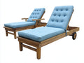 Sonnenliege 2er Set Akazienholz mit Polster 200x70x35 cm Hellblau Natur Modernes Design