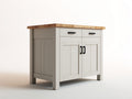 Sideboards Holz 120x40x85 cm - Hellgrau-Natur - Landhausstil mit Schubladen und Türen