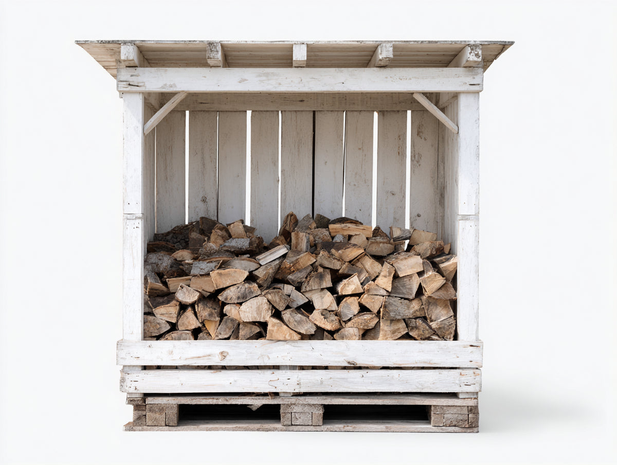 Kaminholzregal Holz 120x40x120 cm Weiß mit Überdachung für Außenbereich rustikales Design