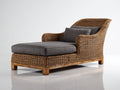 Sonnenliege Rattan 200x70x75 cm Natur mit Polsterauflage Grau modernes Design