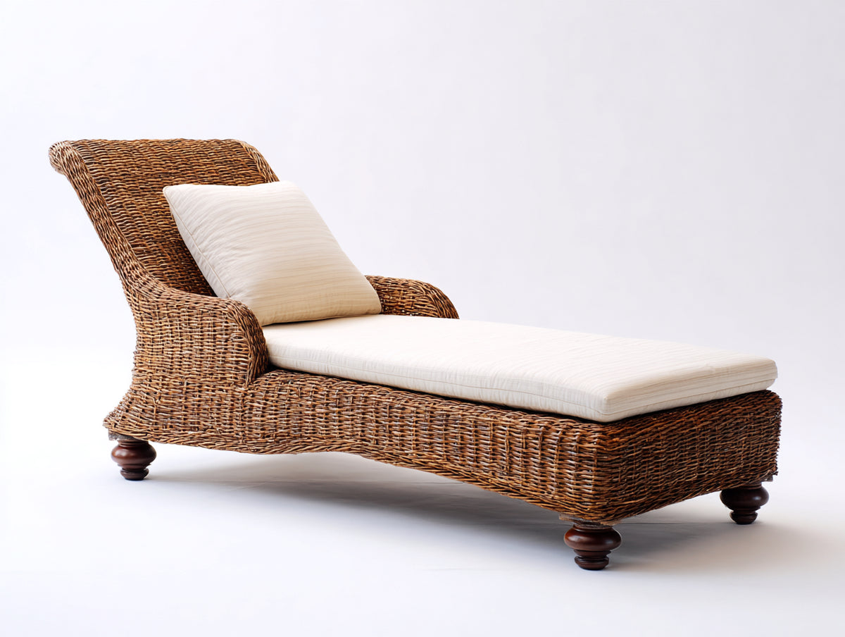 Sonnenliege Polyrattan 190x70x85 cm - Naturfarben-Beige - komfortables Design für Garten und Terrasse