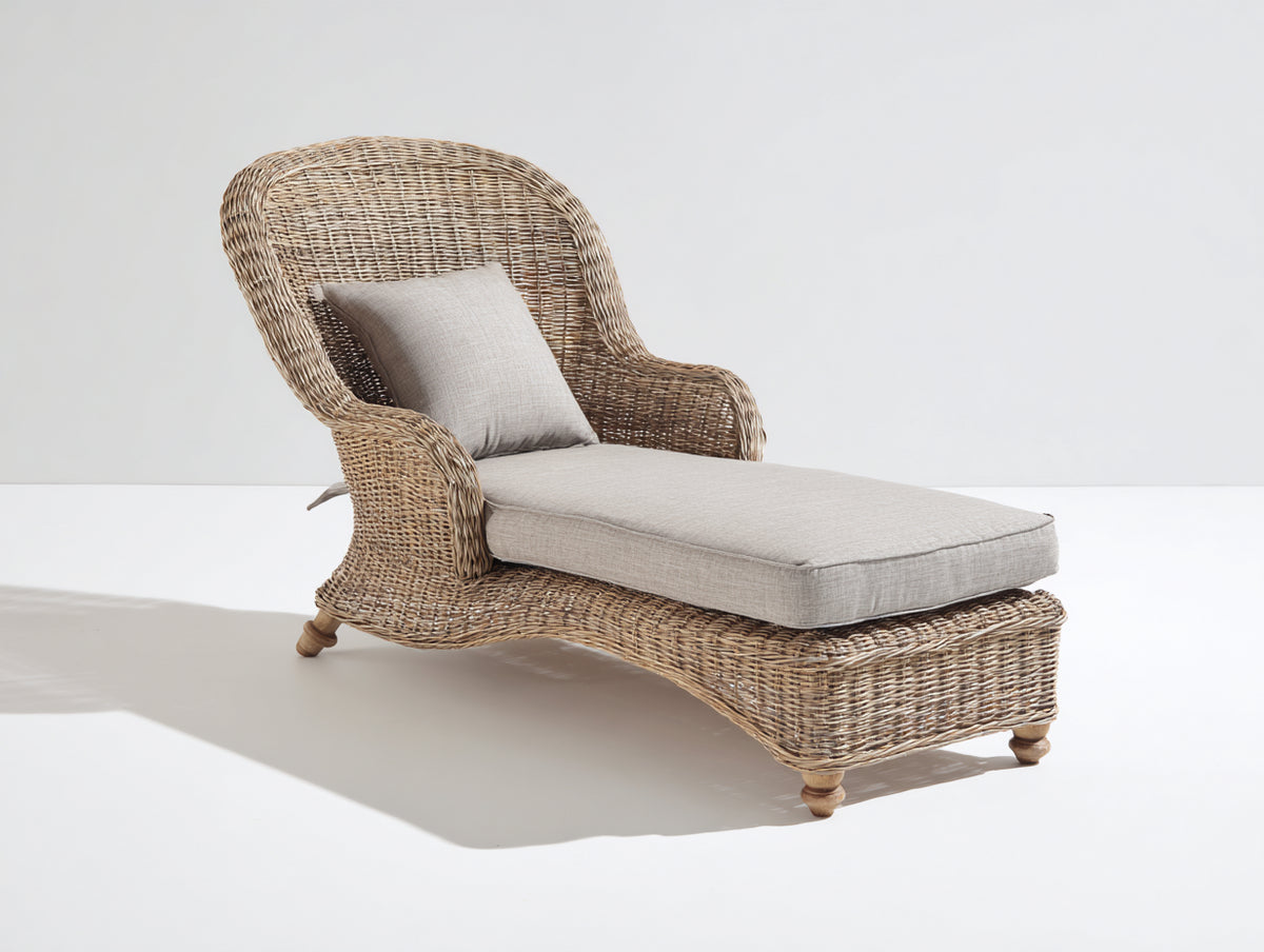 Sonnenliege Polyrattan 190x70x85 cm - Naturfarben-Beige - elegantes Design für Garten und Terrasse