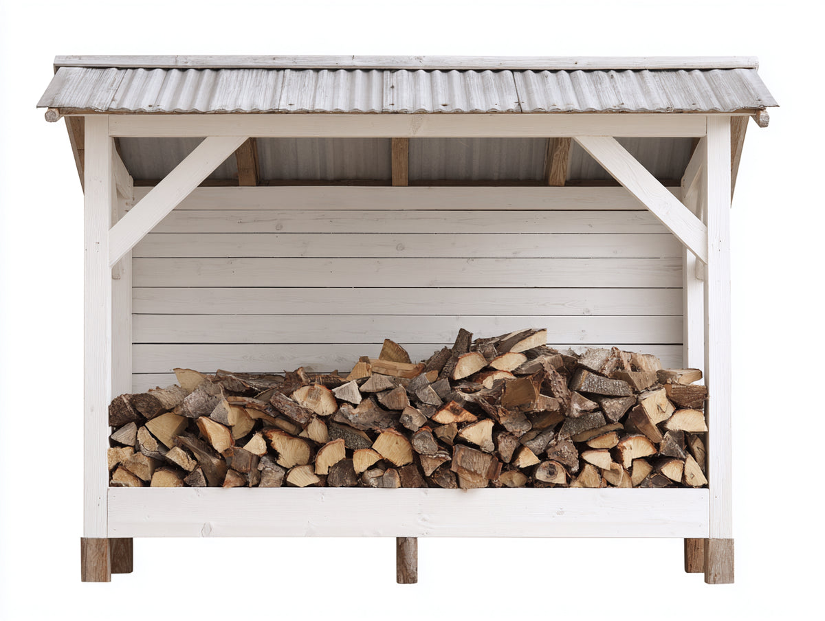 Kaminholzregal Holz 180x40x120 cm Weiß Überdacht Außenbereich Modernes Design
