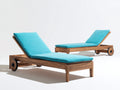 Sonnenliegen Set Holz 200x70x85 cm - Braun-Türkis - 2er Set verstellbare Gartenliegen mit Polsterauflage und Rollen