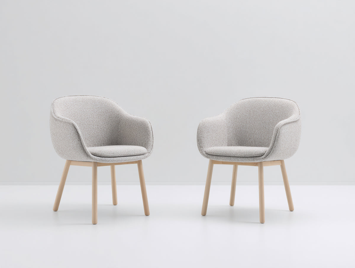 Esszimmerstühle Polsterstühle Boucléstoff 58x60x82 cm - grauweiß und natur - modernes Design