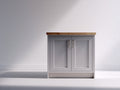 Sideboards Holz 120x40x85 cm - Hellgrau-Natur - Landhausstil mit Türen