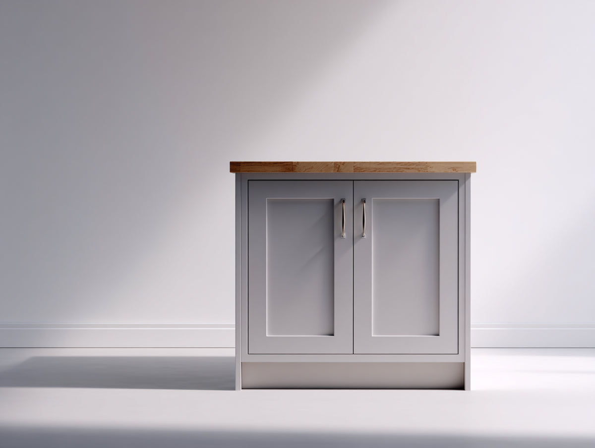 Sideboards Holz 120x40x85 cm - Hellgrau-Natur - Landhausstil mit Türen
