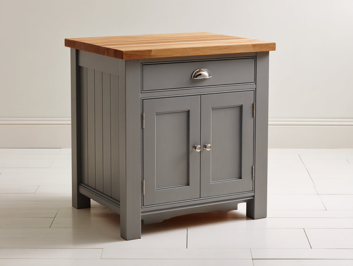 Sideboards Holz 100x40x90 cm Grau mit zwei Türen einer Schublade und Holzplatte modernes Design