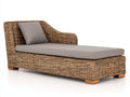 Sonnenliege Rattan 200x70x75 cm Natur mit Polsterauflage Grau modernes Design