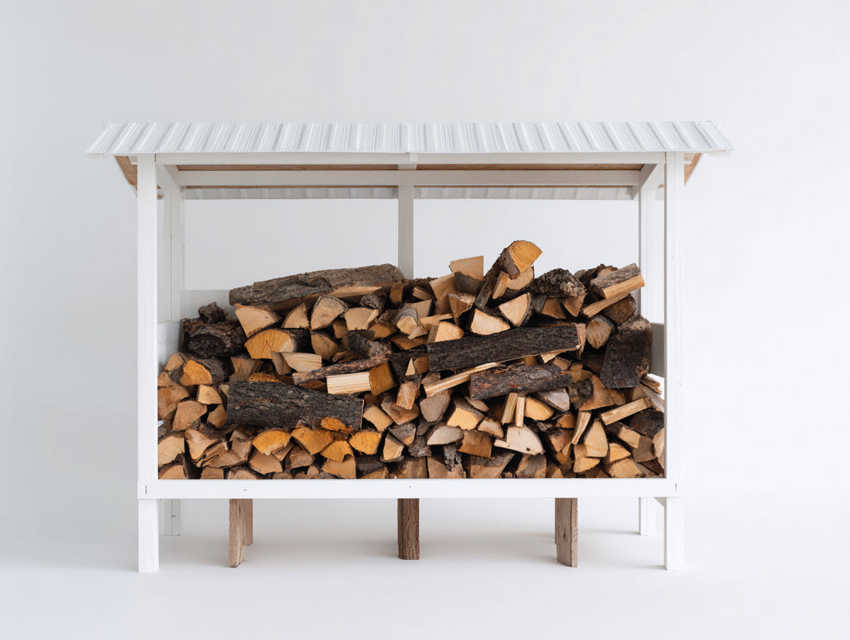 Kaminholzregal Holz 180x45x120 cm - Weiß - Überdachte Lagerung für Garten und Außenbereich