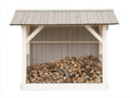 Kaminholzregal Holz 120x40x120 cm Weiß mit Überdachung für Außenbereich rustikales Design