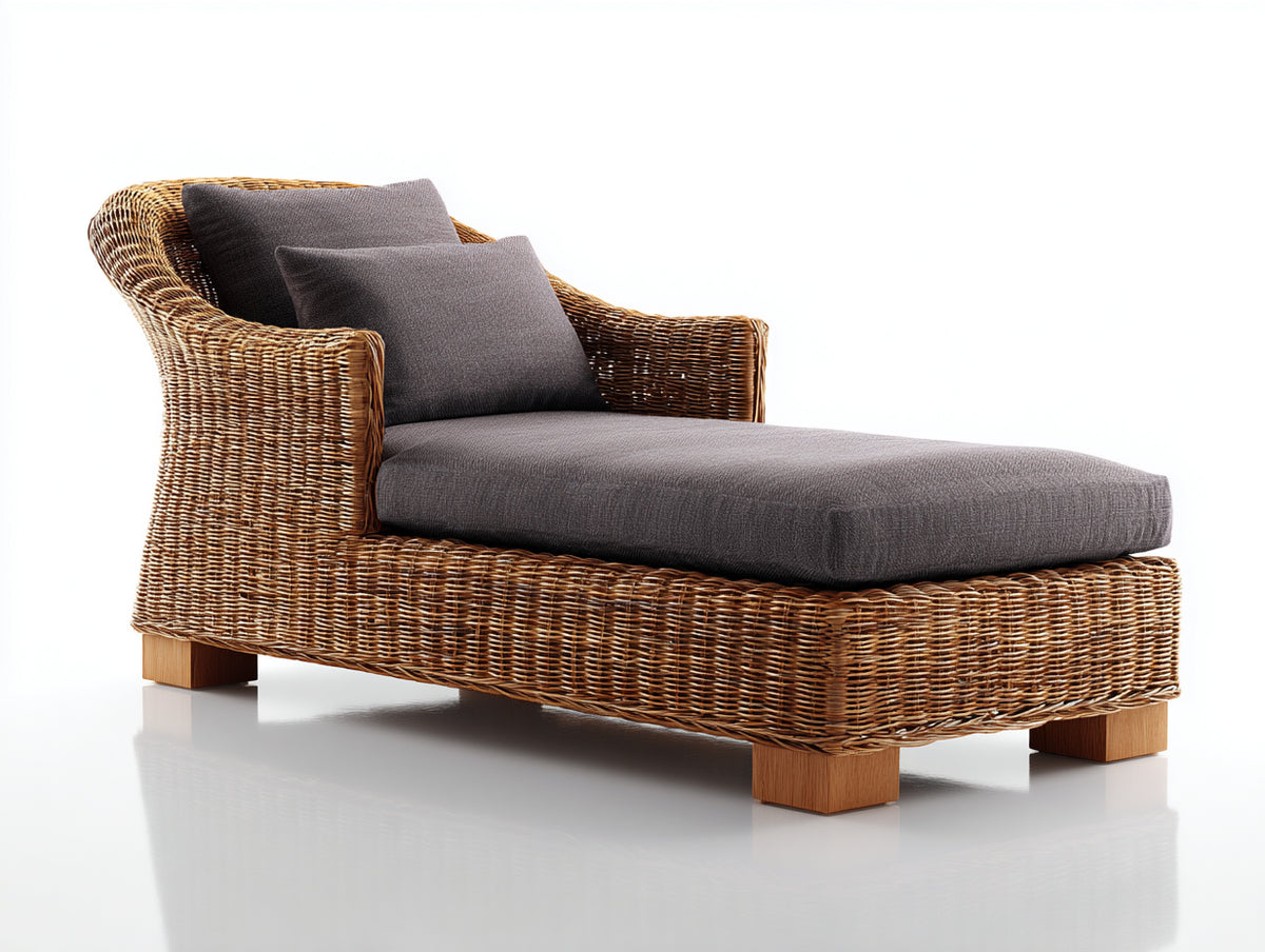Sonnenliege Polyrattan 200x70x70 cm Braun Grau Gepolstert Garten Terrasse Modernes Design