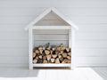 Kaminholzregal 100x40x120 cm Holz Weiß Überdacht Modernes Design