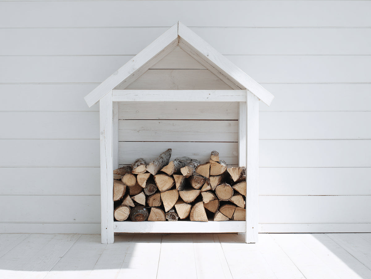 Kaminholzregal 100x40x120 cm Holz Weiß Überdacht Modernes Design