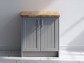 Sideboards Holz 100x40x90 cm Grau mit zwei Türen und Holzplatte modernes Design