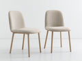 Esszimmerstühle Stoff 55x60x85 cm Beige Holzbeine gepolsterter Sitz modernes Design