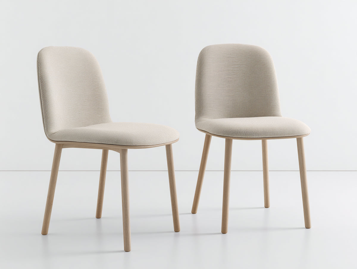 Esszimmerstühle Stoff 55x60x85 cm Beige Holzbeine gepolsterter Sitz modernes Design