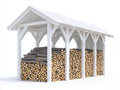 Kaminholzregal Holz 300x40x200 cm Weiß Überdacht Außenbereich Modernes Design